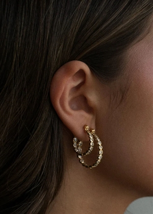 Elva crystal hoops Forgyldt-Clear Pico 
